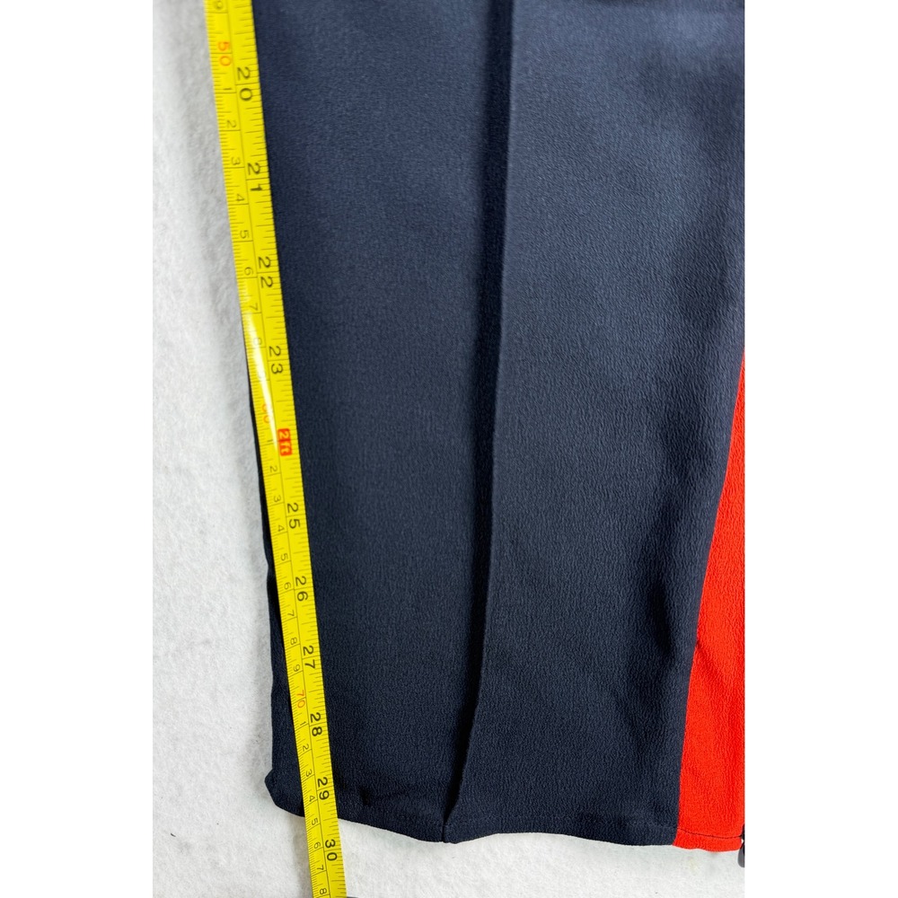 H&M Navy Blue Red Side Stripe Wide Leg Pants Trousers Sz 6 Drawstring Ankle Zip - Picture 6 of 8